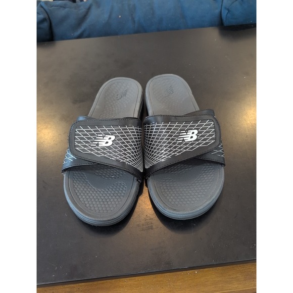 New Balance Men's Cush+ Black & White Slide Sandals Size 9 - Picture 1 of 5